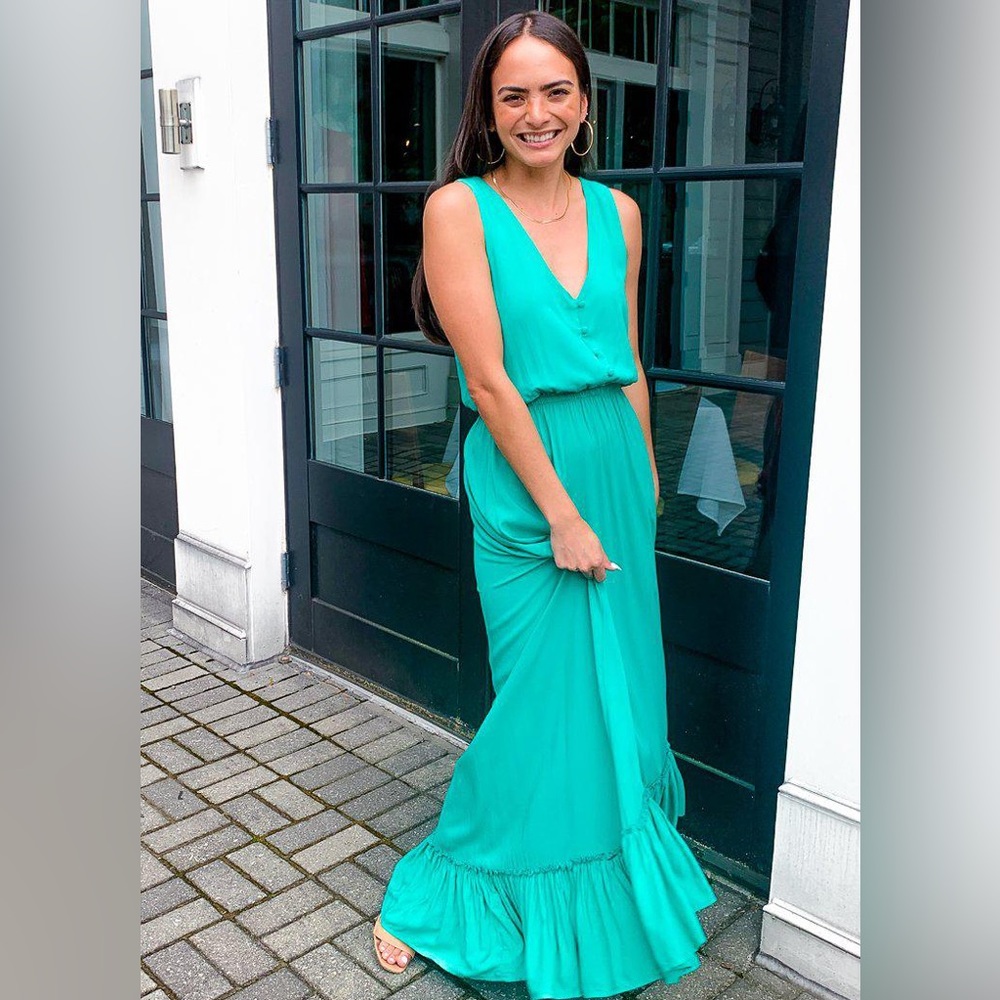 BB DAKOTA X STEVE MADDEN PRECIOUS HEM MAXI DRESS - DEEP GREEN